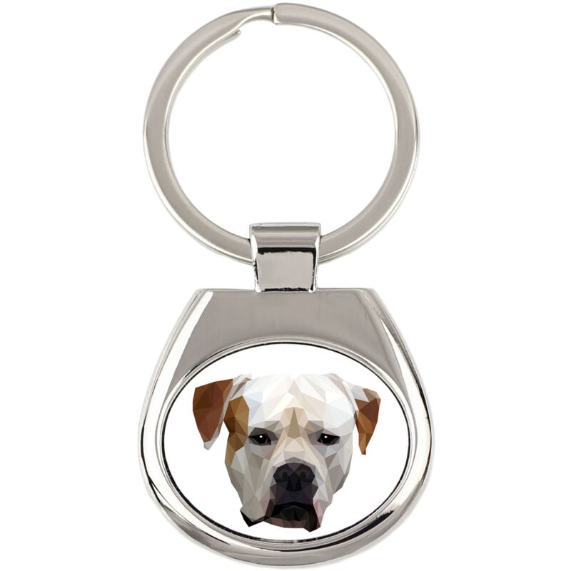 foto del prodotto american bulldog portachiavi geometrico con foto e scritta art dog