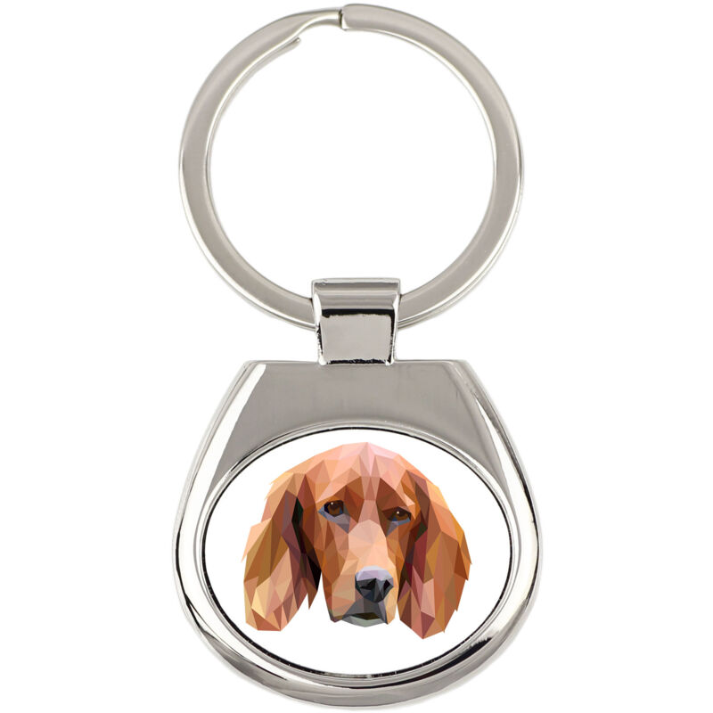 foto del prodotto setter inglese, laverack portachiavi geometrico con foto e scritta art dog