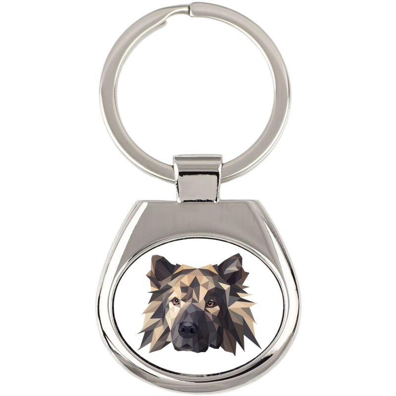foto del prodotto eurasier, eurasiatico portachiavi geometrico con foto e scritta art dog