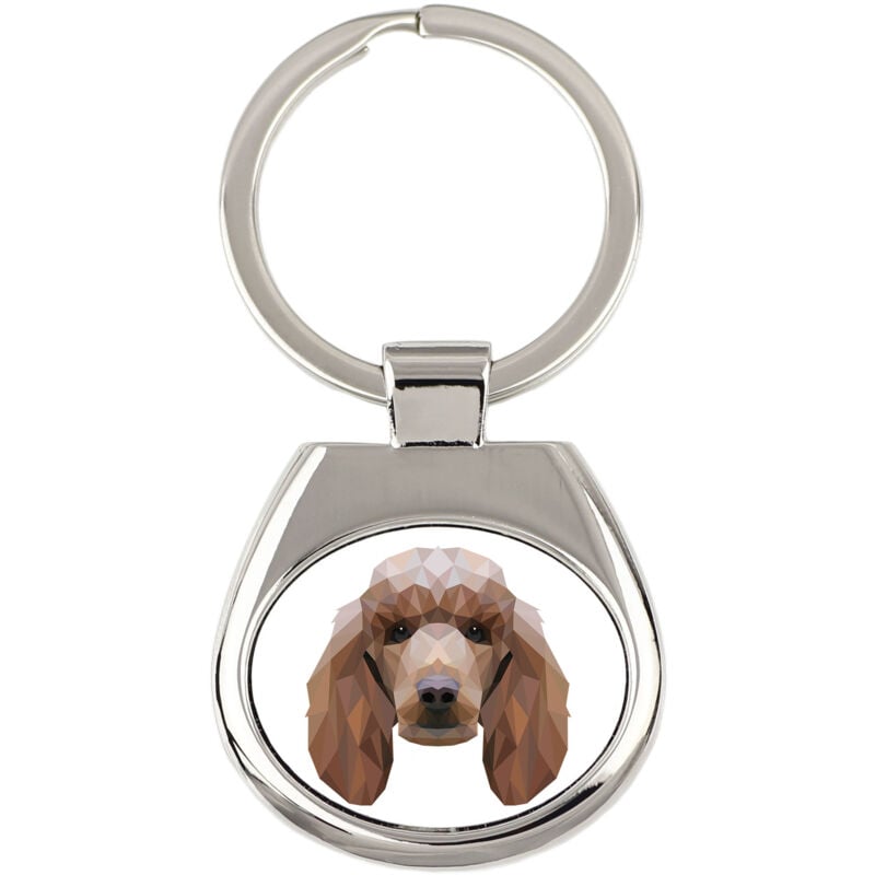 foto del prodotto barboncino portachiavi geometrico con foto e scritta art dog