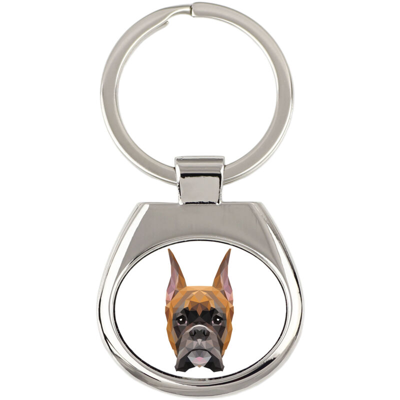 foto del prodotto boxer, boxer i portachiavi geometrico con foto e scritta art dog