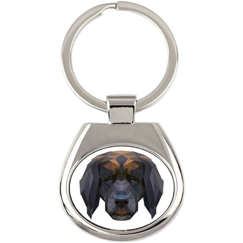 foto del prodotto leonberger portachiavi geometrico con foto e scritta art dog