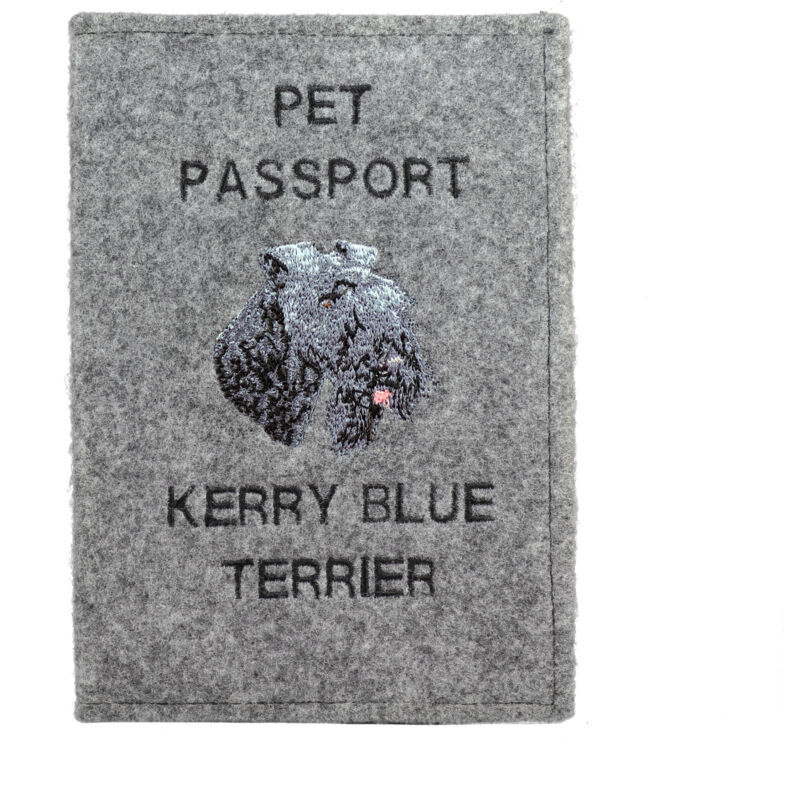 foto del prodotto kerry blue terrier, irish blue terrier portapassaporto per cani, portadocumenti, regalo per viaggiatori di art dog