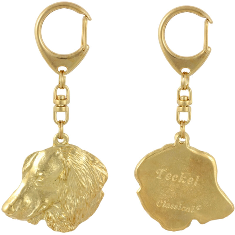 foto del prodotto bassotto iv portachiavi per cani placcato oro, decorazione per borsa, accessorio di lusso di art dog