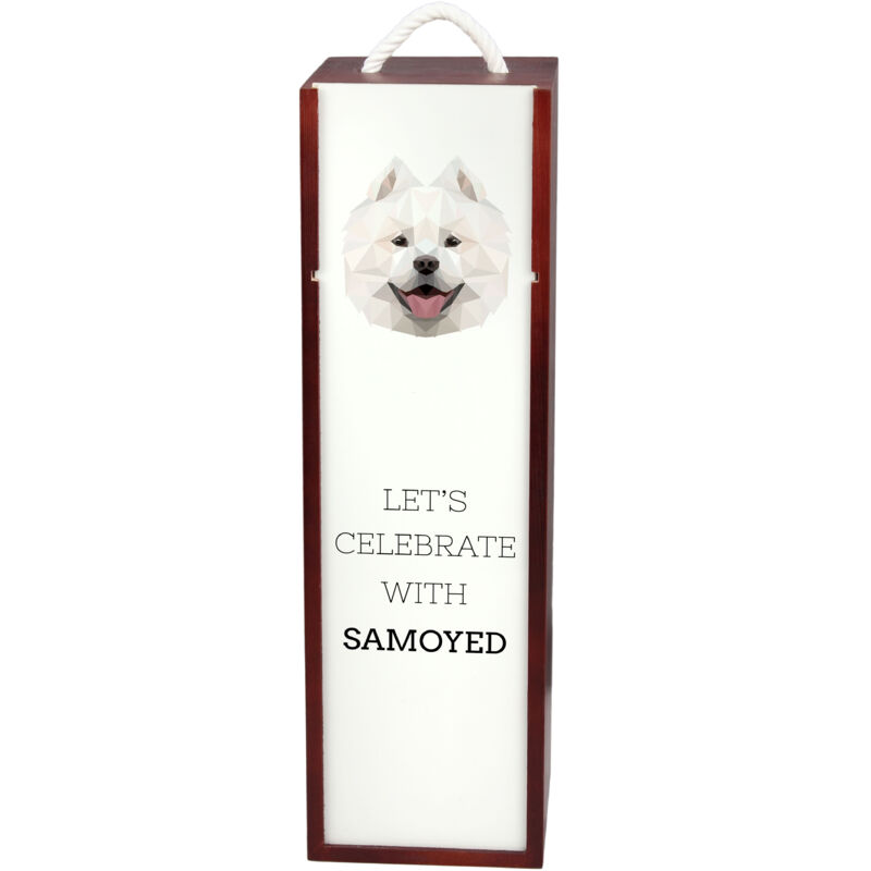 foto del prodotto samoiedo, samoiedo, samojedskaja scatola geometrica con una foto e una scritta per il vino di art dog