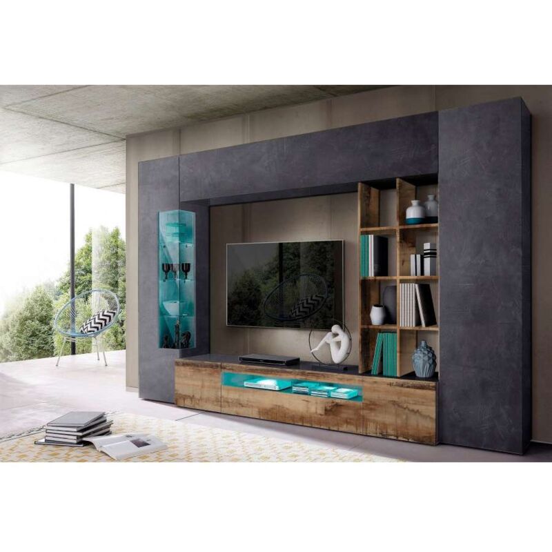 foto del prodotto web furniture soggiorno egypt in melaminico ardesia e acero pereira design italiano