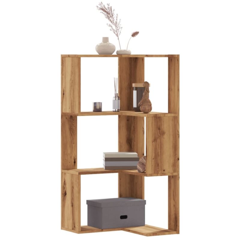 foto del prodotto libreria angolare 3ripiani rovere artigianale 50x50x102cm legno vidaxl