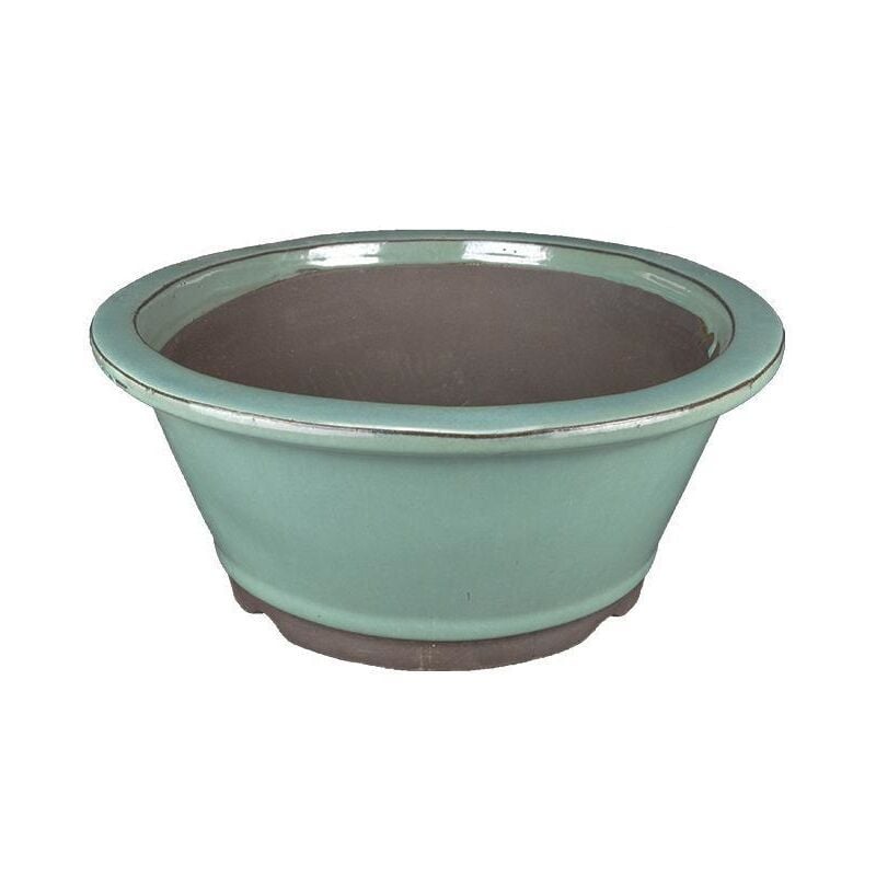 foto del prodotto vaso bonsai tondo smaltato verde diam. 39 cm