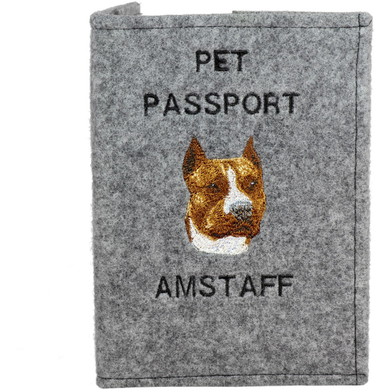 foto del prodotto american staffordshire terrier, amstaff, amstaf portapassaporto per cani, portadocumenti, regalo per viaggiatori di art dog