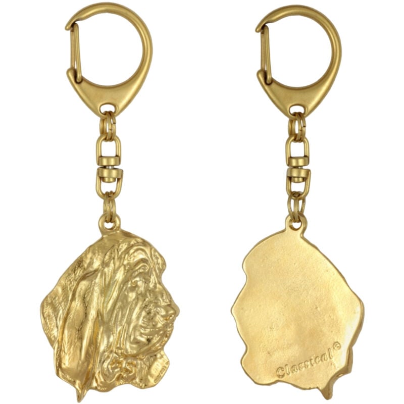 foto del prodotto basset hound iii portachiavi per cani placcato oro, decorazione per borsa, accessorio di lusso di art dog