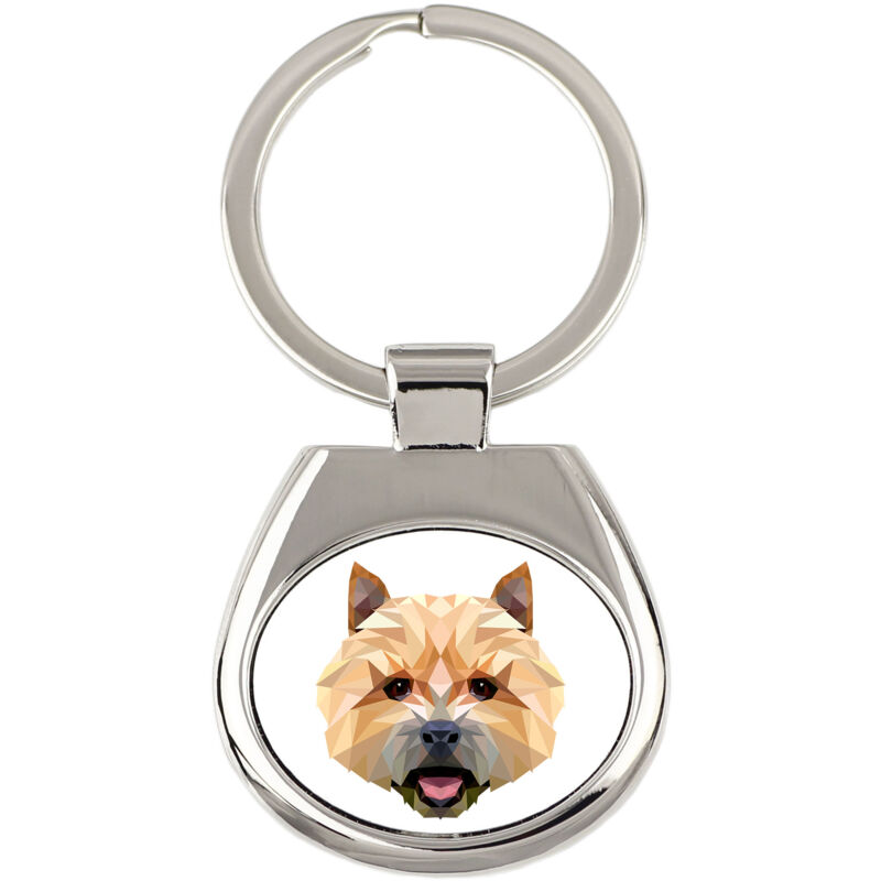 foto del prodotto norwich terrier portachiavi geometrico con foto e scritta art dog