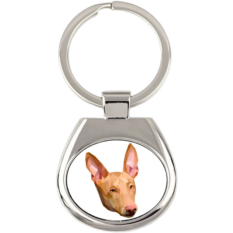 foto del prodotto pharaoh hound, maltese greyhound portachiavi geometrico con foto e scritta art dog