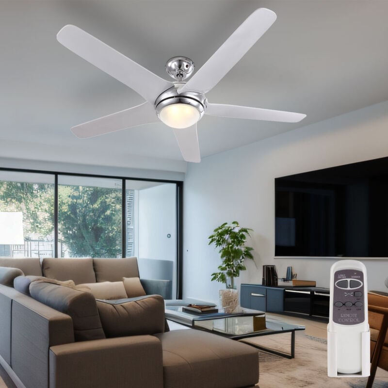 foto del prodotto globo ventilatore da soffitto ventilatore soggiorno lampada ventilatori ventilatore cucina, telecomando 3 livelli avanti ritorno, vetro bianco
