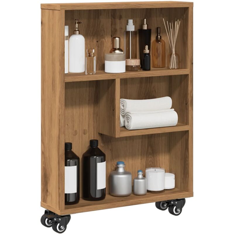 foto del prodotto carrello stretto rovere artigianale 48x13x68 cm in truciolato vidaxl