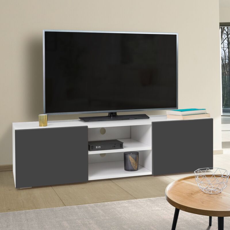 foto del prodotto idmarket porta tv eli bianco con ante grigio antracite