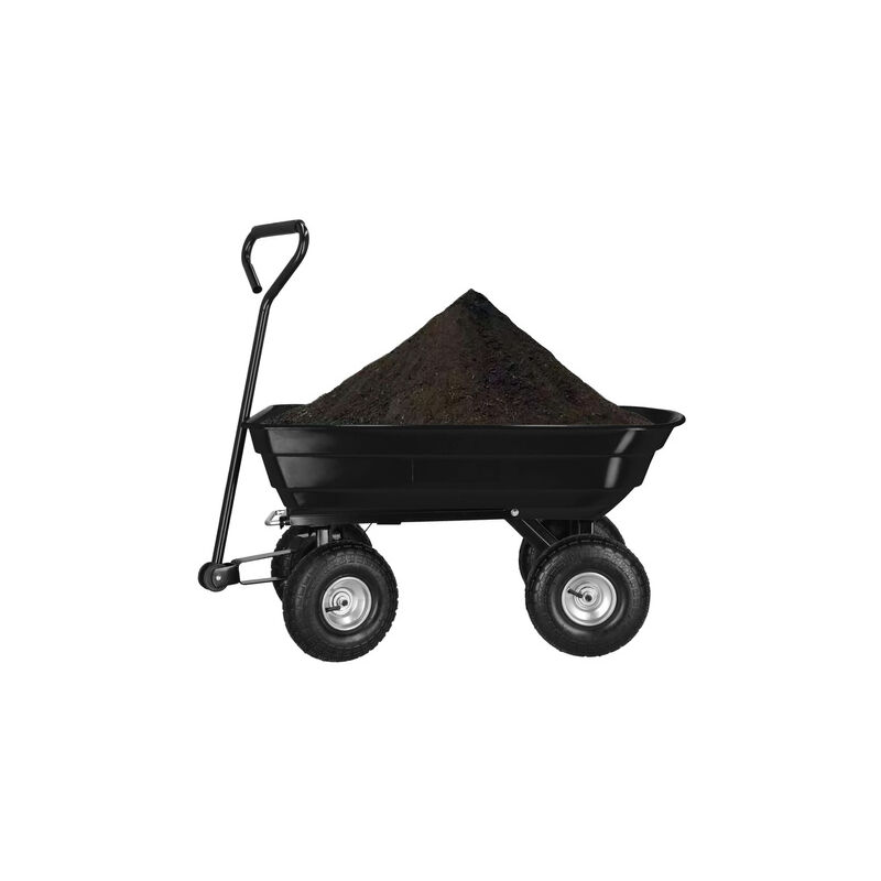 foto del prodotto carrello da giardino con funzione di ribaltamento rimorchio metallico 250 kg verde.