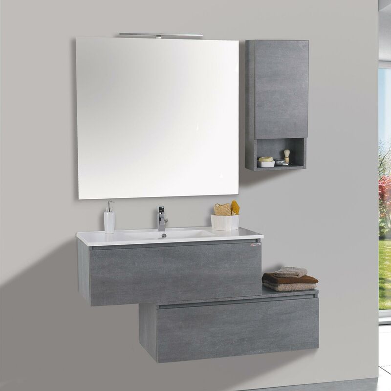 foto del prodotto mazzoni mobile da bagno sospeso 100cm pensile p18cm boston 15 grigio cemento
