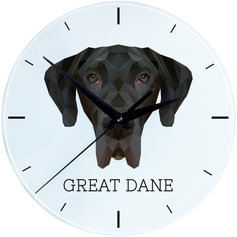 foto del prodotto alano i orologio da parete geometrico con foto e scritta di art dog