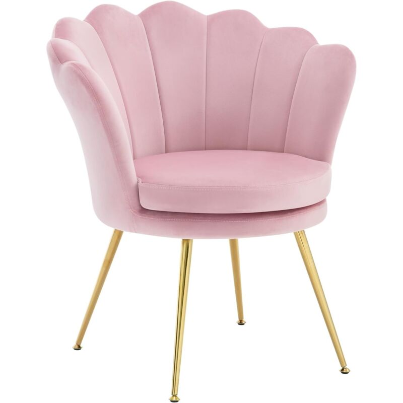 foto del prodotto woltu poltrona imbottita poltroncina salotto sedia da salotto per camera da letto, velluto, rosa