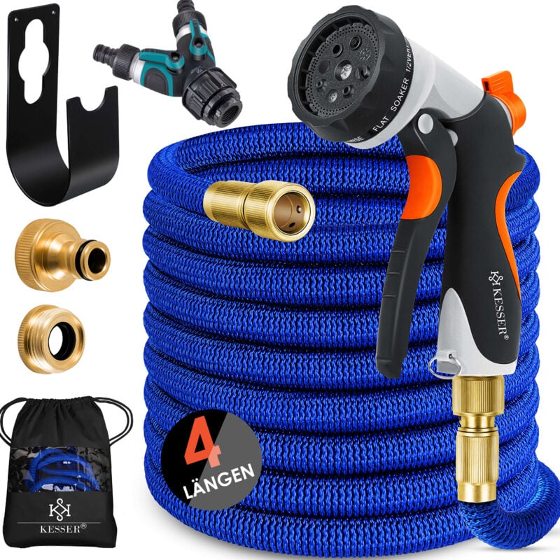 foto del prodotto premium tubo da giardino tubo flessibile per acqua tubo flessibile estensibile blu 22,5 metri kesser