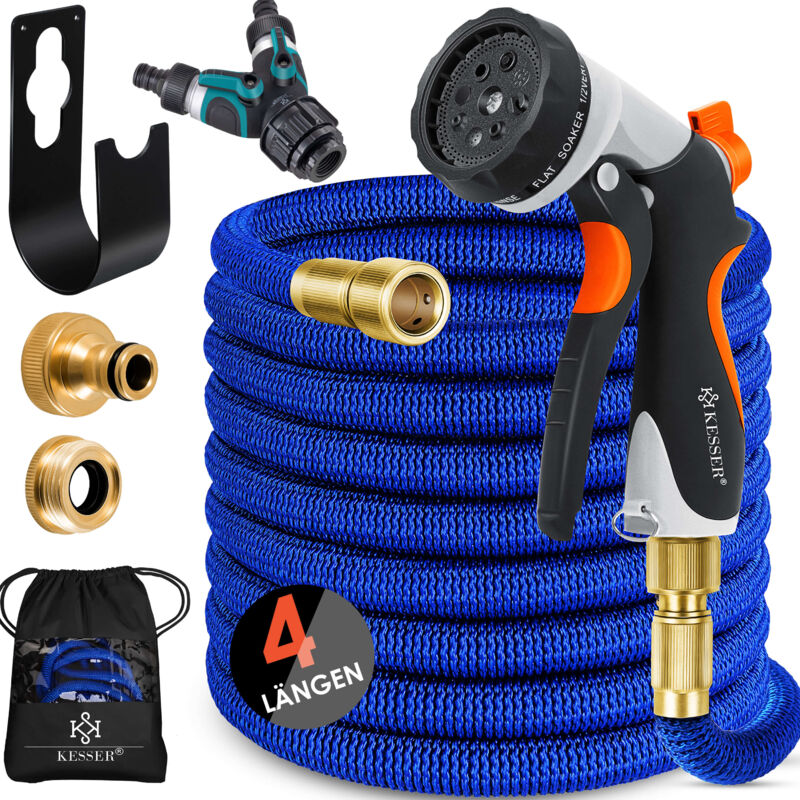 foto del prodotto premium tubo da giardino tubo flessibile per acqua tubo flessibile estensibile blu 45 metri kesser