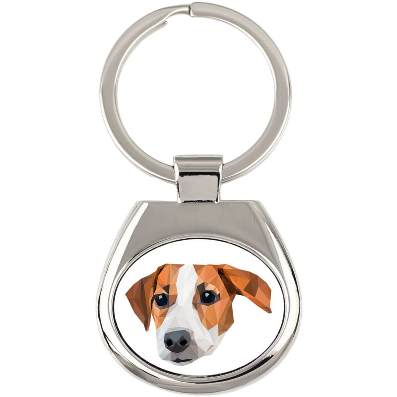 foto del prodotto jack russell terrier portachiavi geometrico con foto e scritta art dog