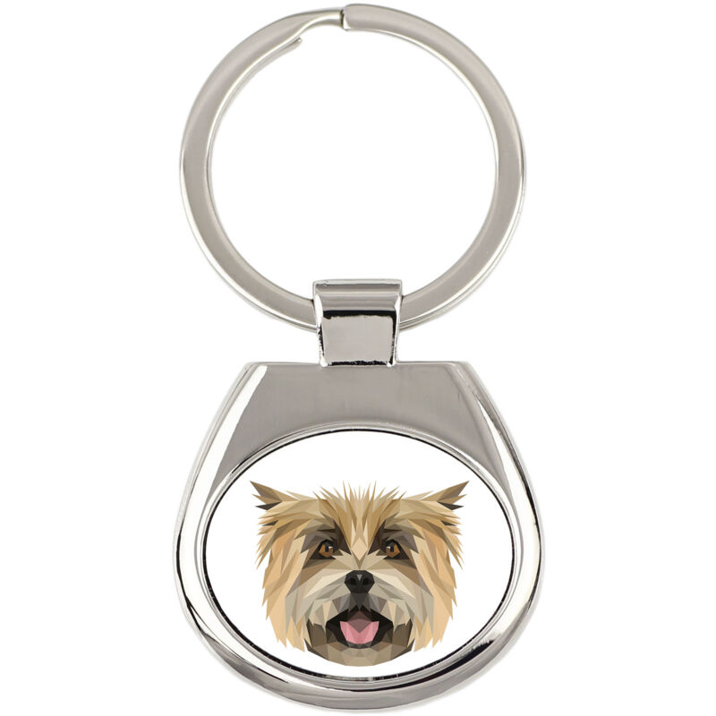 foto del prodotto cairn terrier portachiavi geometrico con foto e scritta art dog