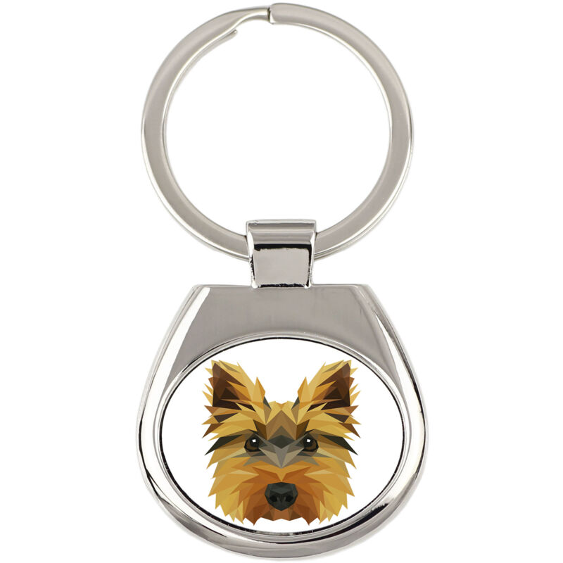foto del prodotto yorkshire terrier, york, york, yorkie portachiavi geometrico con foto e scritta art dog