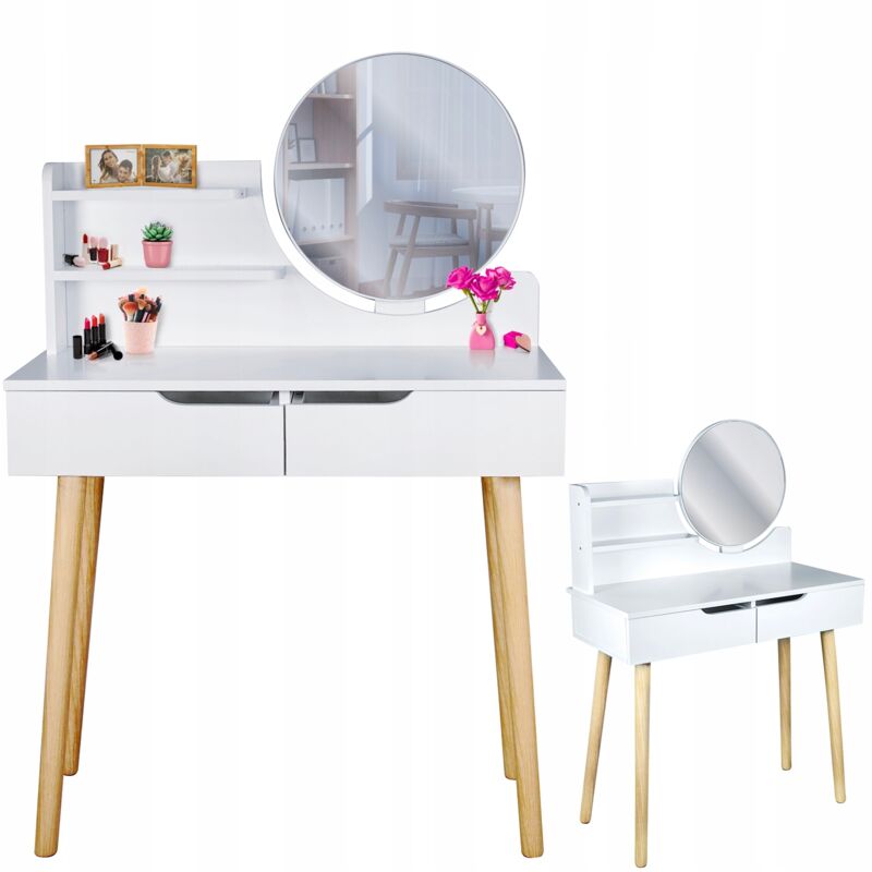 foto del prodotto toilette cosmetica scandi con specchio, scandinava