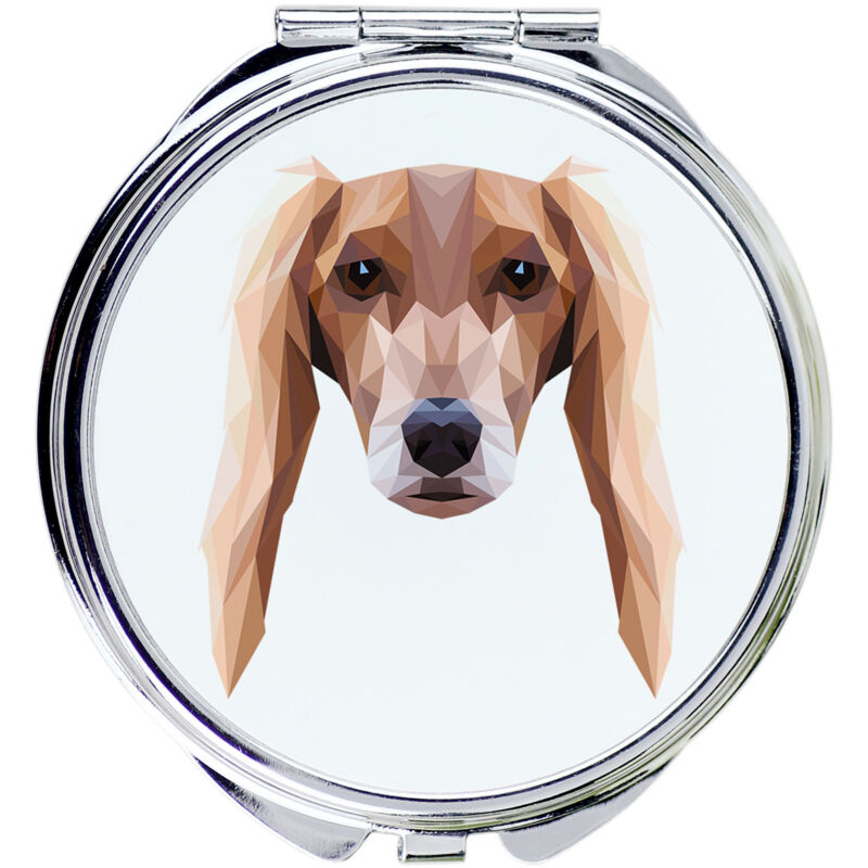 foto del prodotto levriero persiano, saluki specchio con foto e iscrizione geometrica di art dog