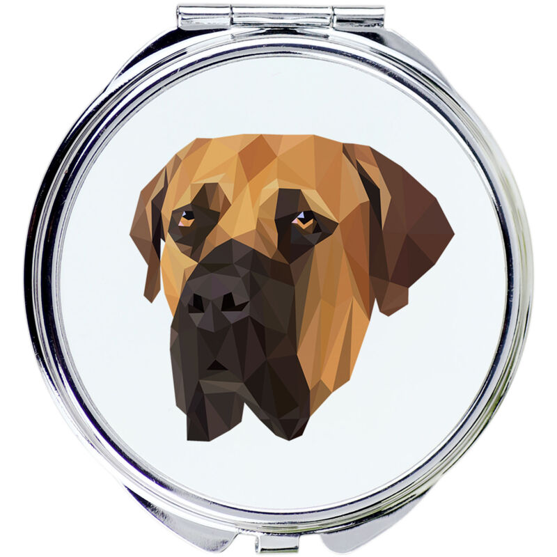 foto del prodotto boerboel, mastino sudafricano specchio con foto e iscrizione geometrica di art dog