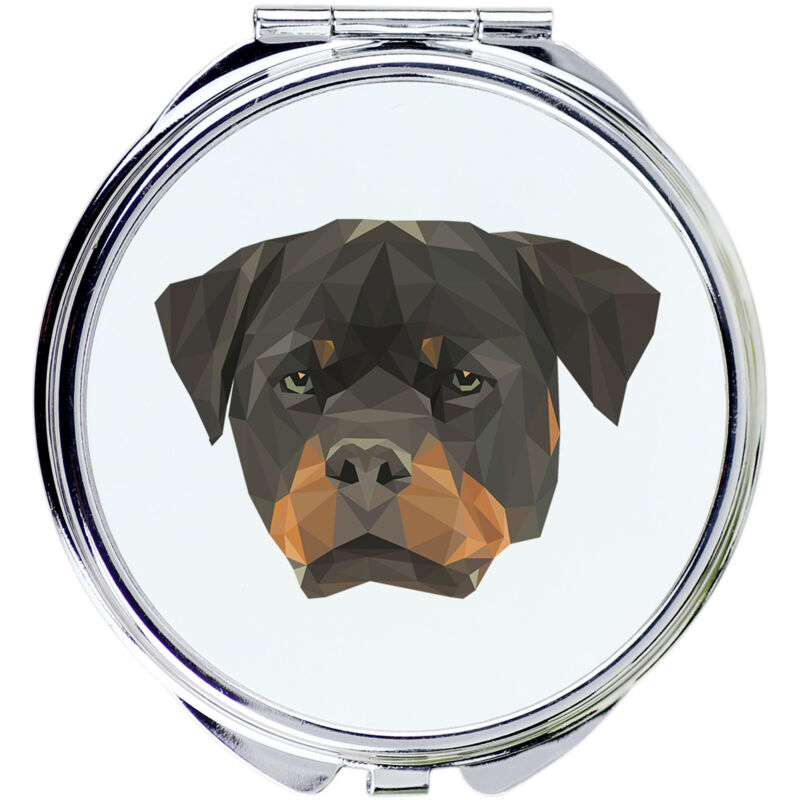 foto del prodotto rottweiler specchio con foto e scritta geometrica di art dog