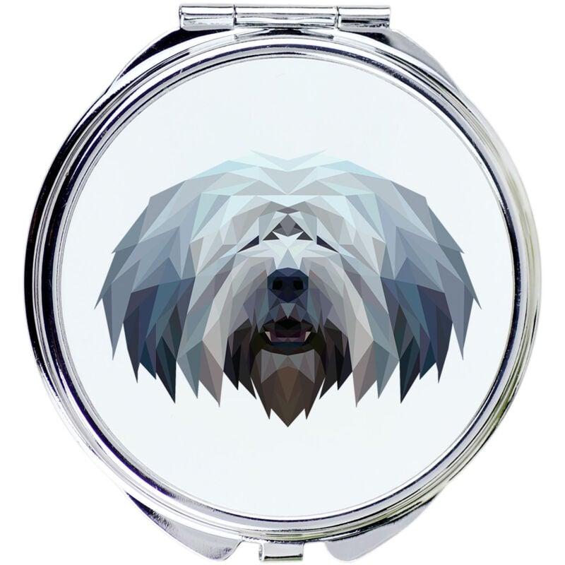 foto del prodotto cane da pastore polacco di pianura, pon specchio con foto e iscrizione geometrica di art dog