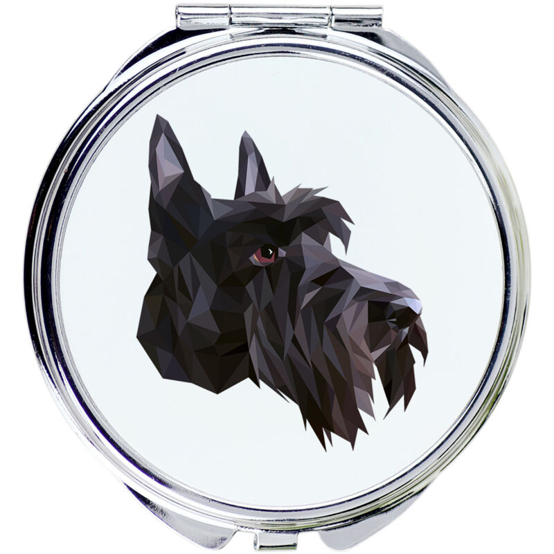 foto del prodotto scottish terrier, aberdeen terrier specchio con foto e iscrizione geometrica di art dog