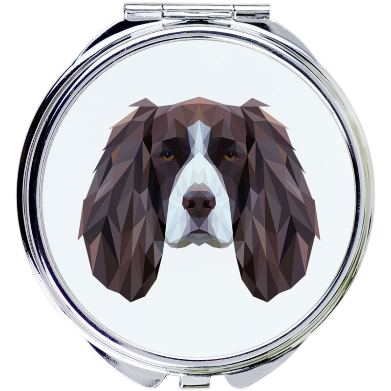foto del prodotto english springer spaniel specchio con foto e iscrizione geometrica di art dog