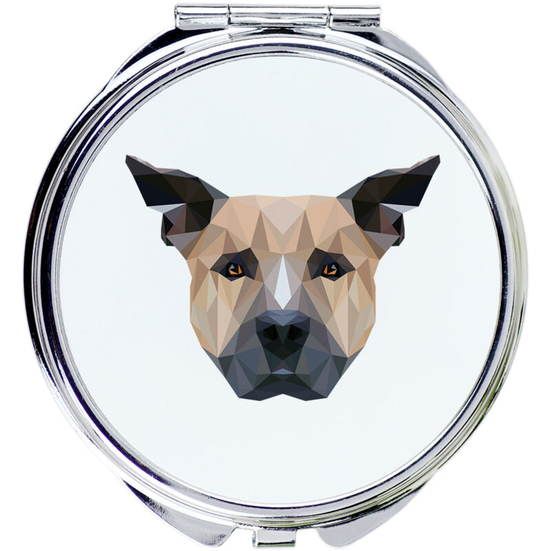 foto del prodotto staffordshire bull terrier, staffik, staffi specchio con foto e iscrizione geometrica di art dog