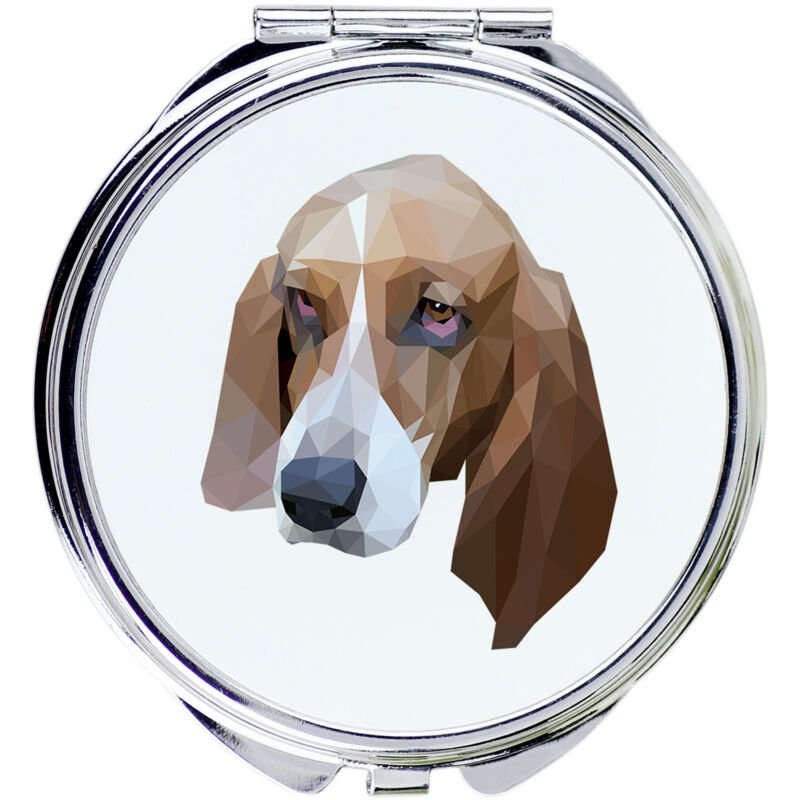 foto del prodotto basset hound specchio con foto e scritta geometrica di art dog