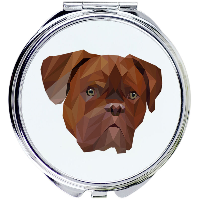 foto del prodotto cane di bordeaux, dogue de bordeaux, mastino francese specchio con foto e iscrizione geometrica di art dog