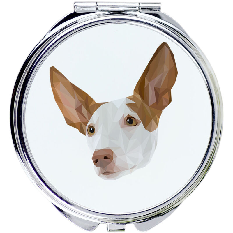 foto del prodotto podenco di ibiza, podenco ibicenco specchio con foto e iscrizione geometrica di art dog