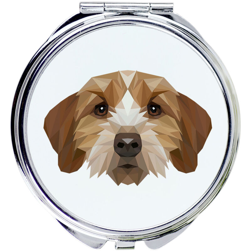 foto del prodotto basset breton, basset fauve de bretagne specchio con foto e iscrizione geometrica di art dog