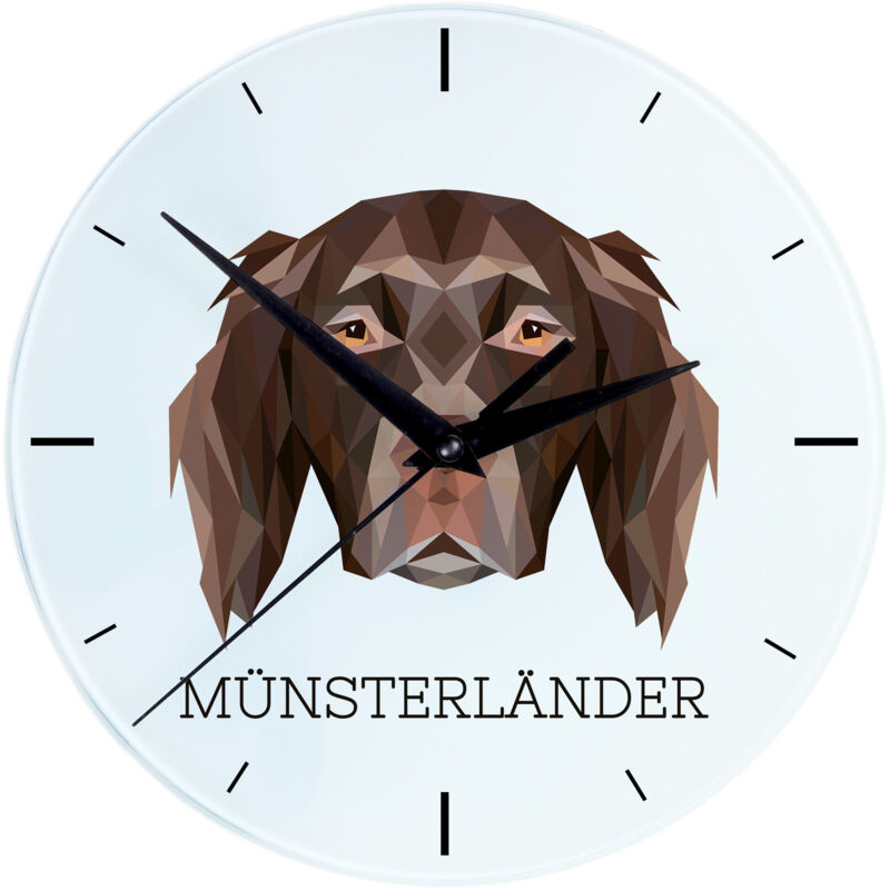 foto del prodotto m nsterl nder orologio da parete geometrico con foto e scritta di art dog
