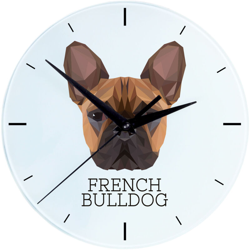 foto del prodotto bulldog francese orologio da parete geometrico con foto e scritta di art dog