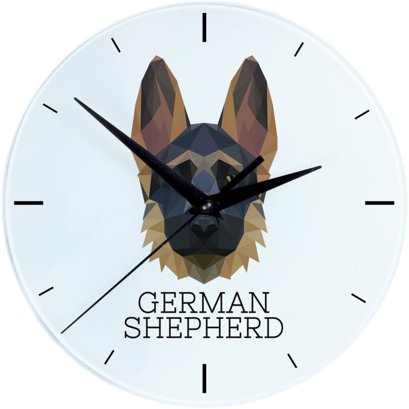 foto del prodotto pastore tedesco, alsaziano i orologio da parete geometrico con foto e scritta di art dog