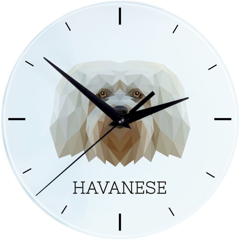 foto del prodotto havanese orologio da parete geometrico con foto e iscrizione di art dog