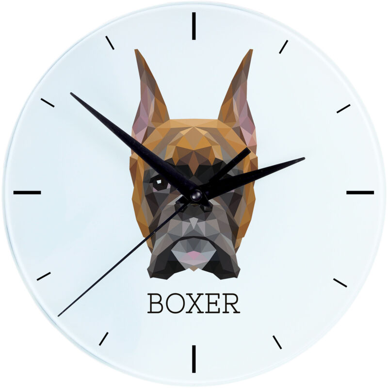 foto del prodotto boxer, boxer i orologio da parete geometrico con foto e scritta del marchio art dog