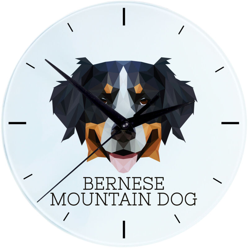 foto del prodotto bovaro bernese orologio da parete geometrico con foto e scritta di art dog