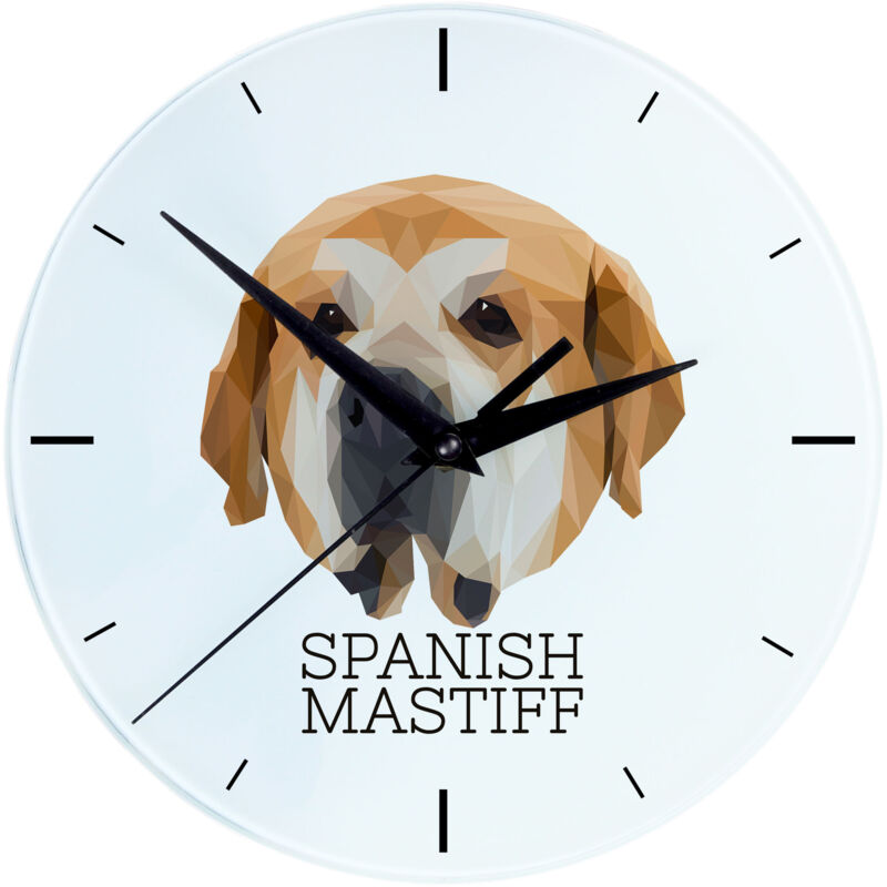 foto del prodotto mastino spagnolo orologio da parete geometrico con foto e scritta di art dog