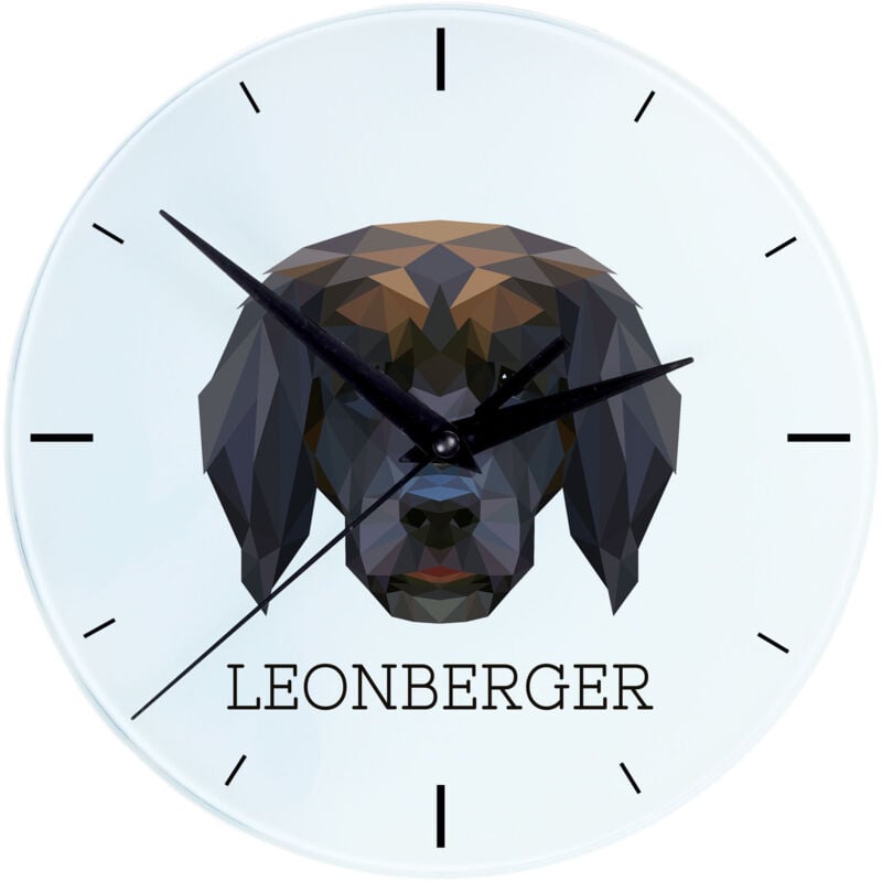 foto del prodotto leonberger orologio da parete geometrico con foto e scritta di art dog
