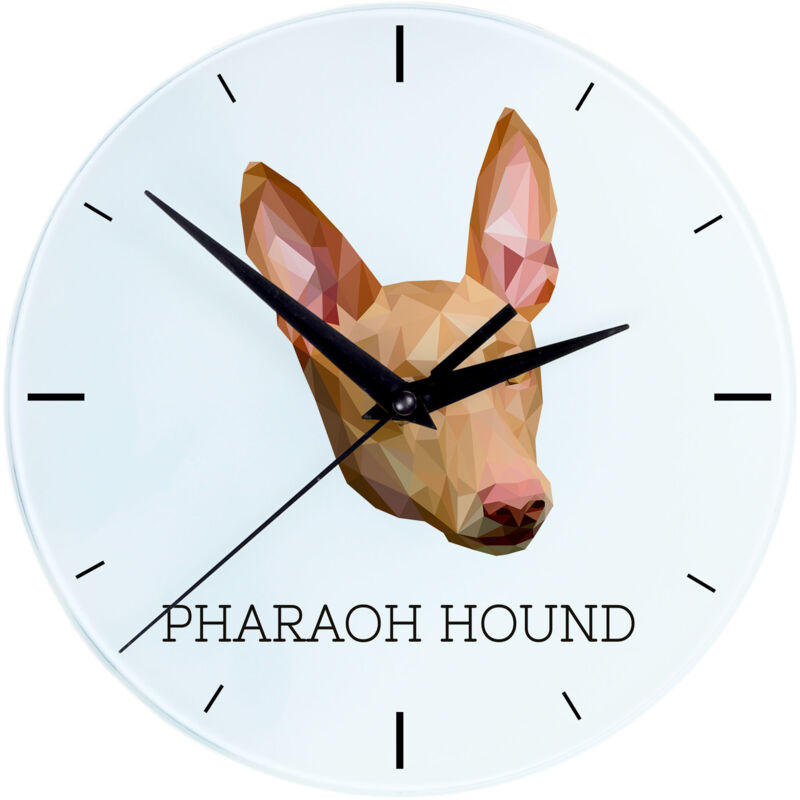 foto del prodotto pharaoh hound, maltese greyhound orologio da parete geometrico con foto e iscrizione di art dog
