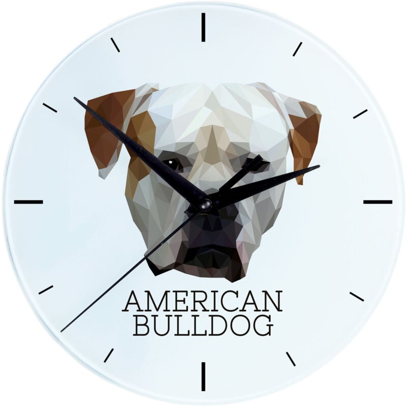 foto del prodotto american bulldog orologio da parete geometrico con foto e scritta di art dog